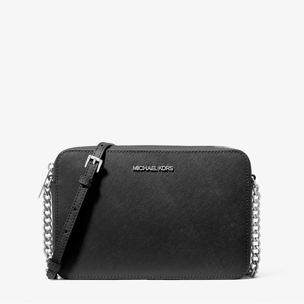 Michael Kors Jet Set Large Black Saffiano Leather Crossbody Bag